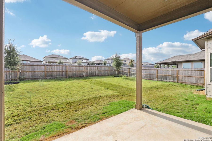 Exterior details and patio area of a home in Legendary Trails - Classic Series, Cibolo (Image 33). Exterior details and patio area of a home in Legendary Trails - Classic Series, Cibolo (Image 33).