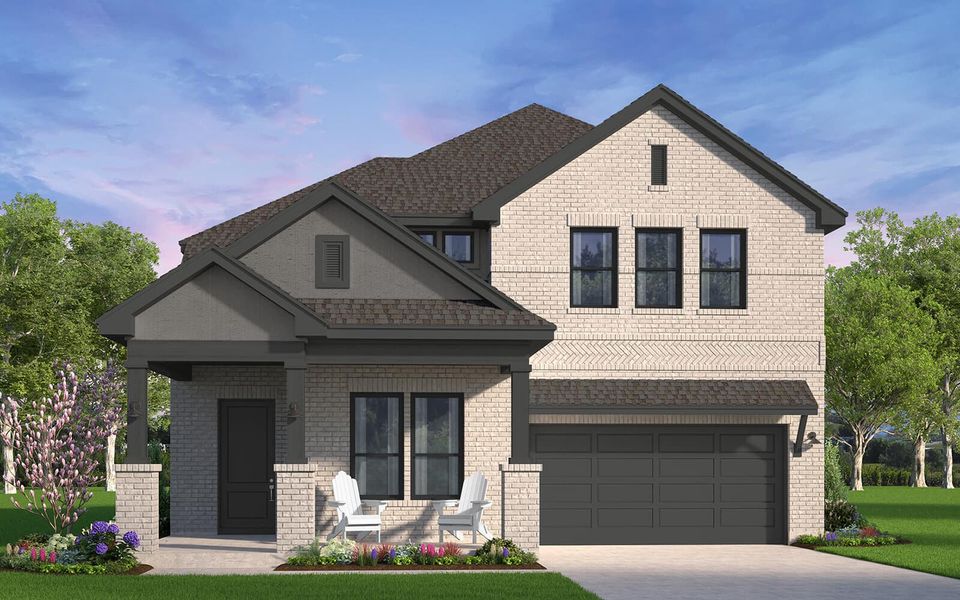 Representative exterior photo of a completed home built from the Elmhurst by Brookfield Residential in 55' Traditional Homes at The Grove Frisco, Frisco, TX (Image 5). Representative exterior photo of a completed home built from the Elmhurst by Brookfield Residential in 55' Traditional Homes at The Grove Frisco, Frisco, TX (Image 5).