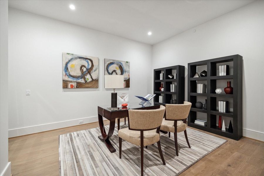 Enjoy this ultimate flexibility of this room. Perfectly designed to serve as a private home office or a dedicated media/entertainment area.  Photo of similar unit with same layout.