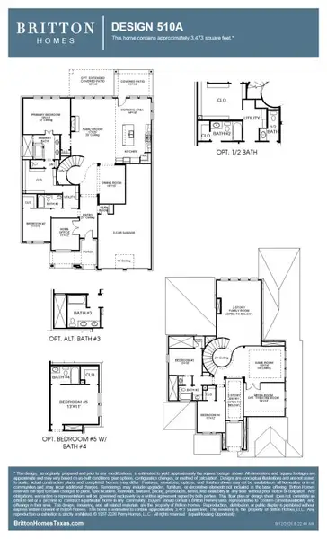 2D floor plan layout for the 510A by Britton Homes in Walsh, Aledo, TX (Image 3).