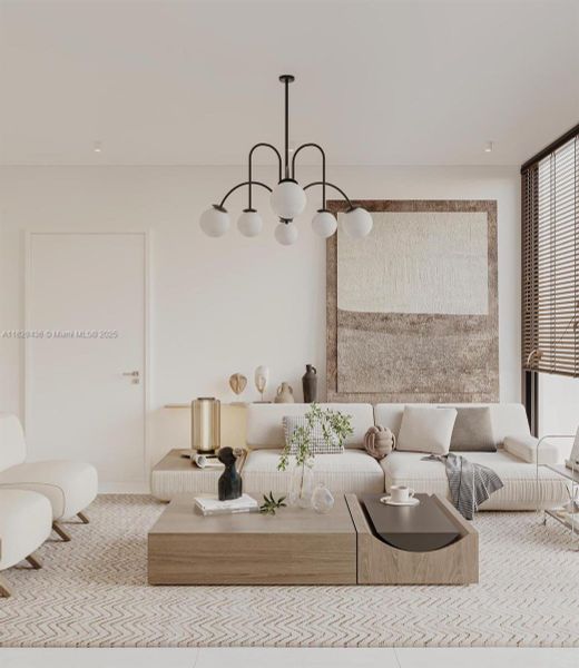 Furnished interior view inside a new home in Aston Martin Residences, Miami (Image 8). Furnished interior view inside a new home in Aston Martin Residences, Miami (Image 8).