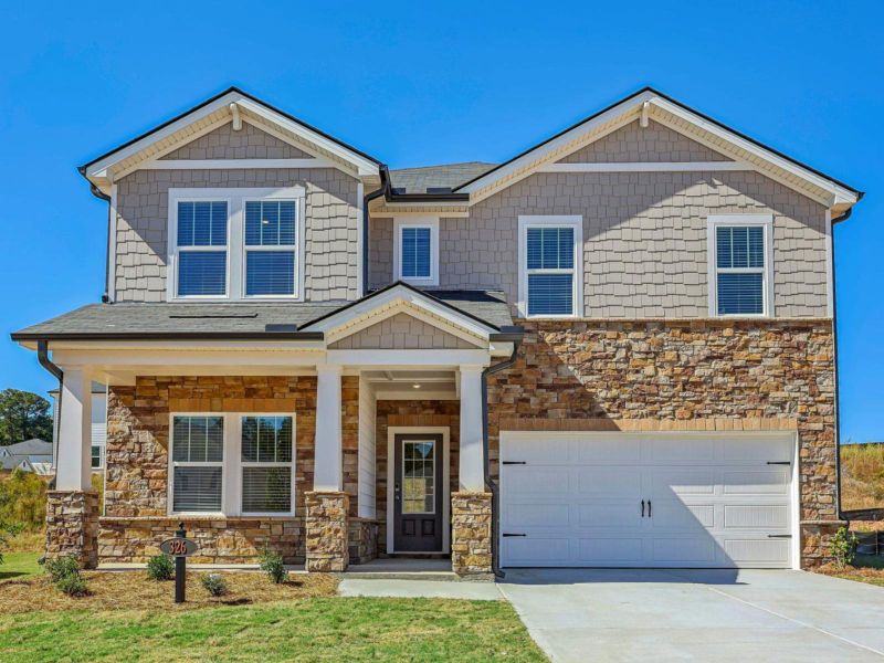 Representative exterior photo of a completed home built from the Chatham Basement by Meritage Homes in Parkside at Grayson, Grayson, GA (Image 1). Representative exterior photo of a completed home built from the Chatham Basement by Meritage Homes in Parkside at Grayson, Grayson, GA (Image 1).