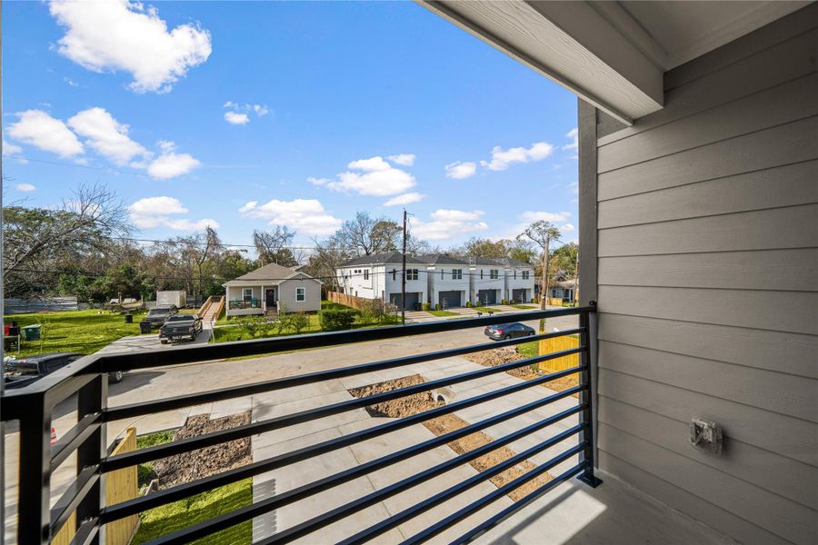 Private balcony offering an ideal outdoor retreat, perfect for relaxing or enjoying fresh air and neighborhood views. Private balcony offering an ideal outdoor retreat, perfect for relaxing or enjoying fresh air and neighborhood views.