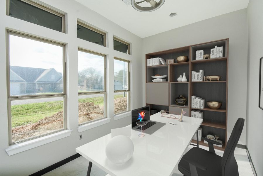 Office / Study has lhuge windows that allow lots of natural light - Virtually Staged Image Office / Study has lhuge windows that allow lots of natural light - Virtually Staged Image