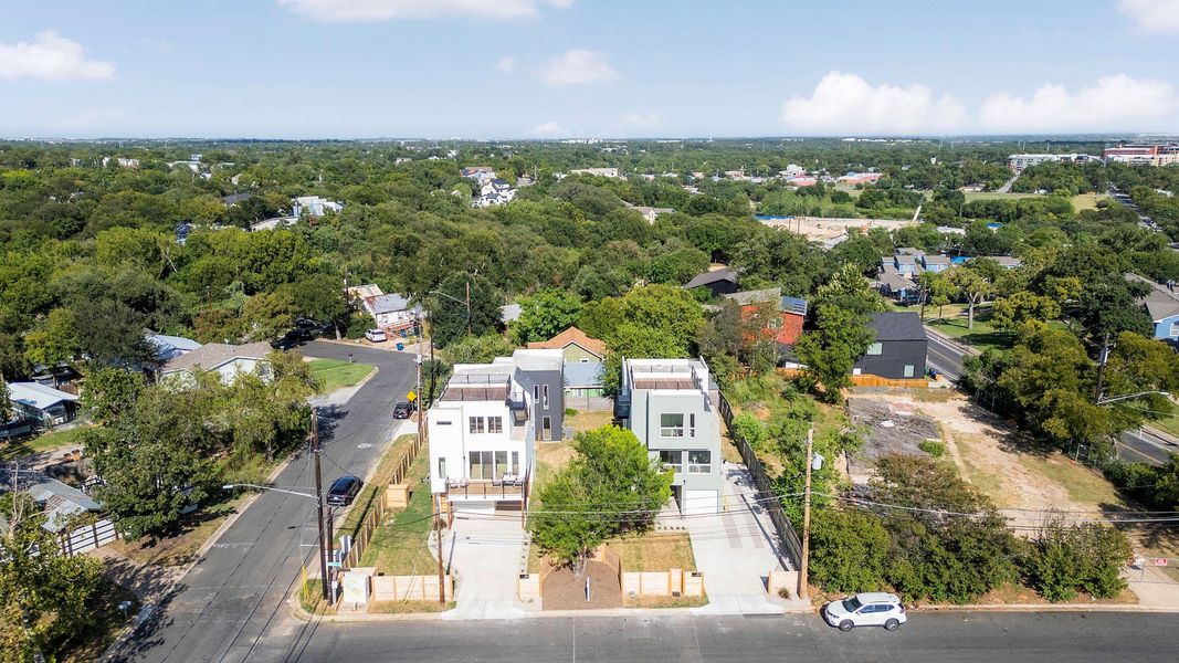 Aerial perspective of suburban area