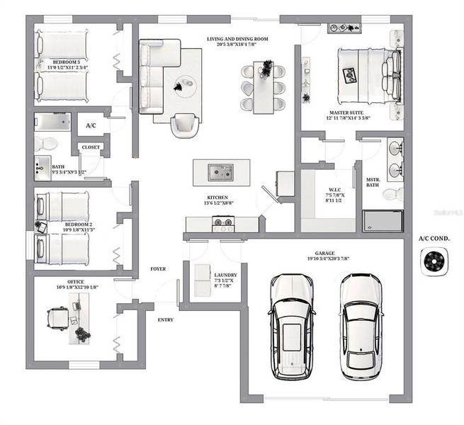 2D floor plan layout of this home in , Dunnellon, FL (Image 3).