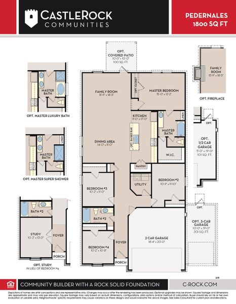 2D floor plan layout for the Pedernales by CastleRock Communities in Brush Creek, Fairview, TN (Image 3).