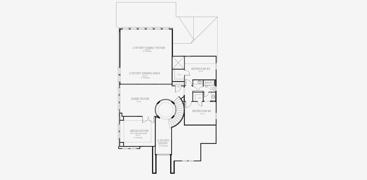 2D floor plan layout for the 3484M by Perry Homes in Lakes of Cane Island, Katy, TX (Image 4).