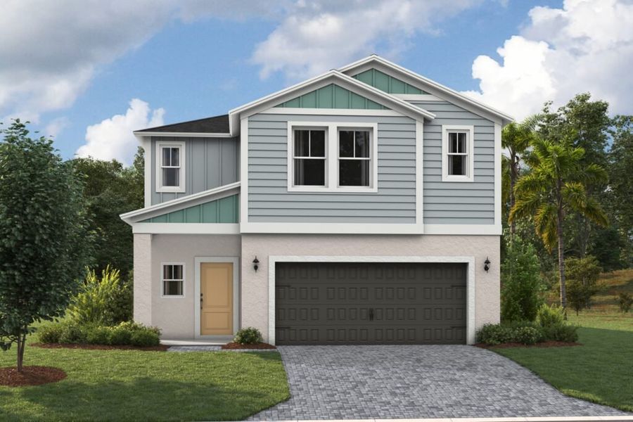 Front exterior of a new home in Two Rivers, Zephyrhills, FL, highlighting curb appeal (Image 2).