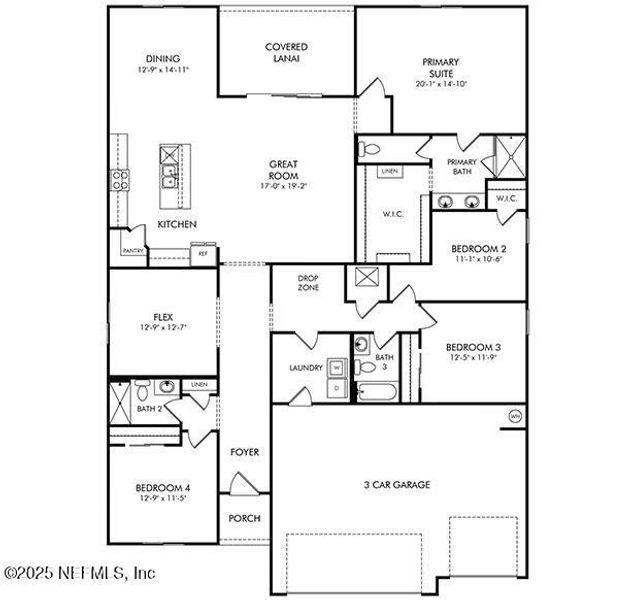 2D floor plan layout of this home in Azalea Creek, Jacksonville, FL (Image 3). 2D floor plan layout of this home in Azalea Creek, Jacksonville, FL (Image 3).