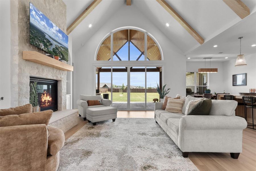 Open concept living with HUGE Transom window above 12 ft doors offer great natural light. Open concept living with HUGE Transom window above 12 ft doors offer great natural light.