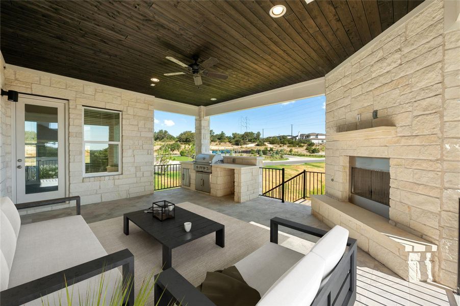 Exterior details and patio area of a home in Rough Hollow, Lakeway (Image 19). Exterior details and patio area of a home in Rough Hollow, Lakeway (Image 19).