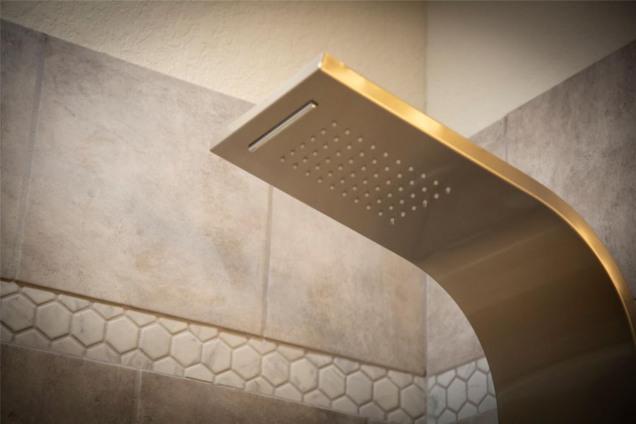 Closeup of one of the shower heads