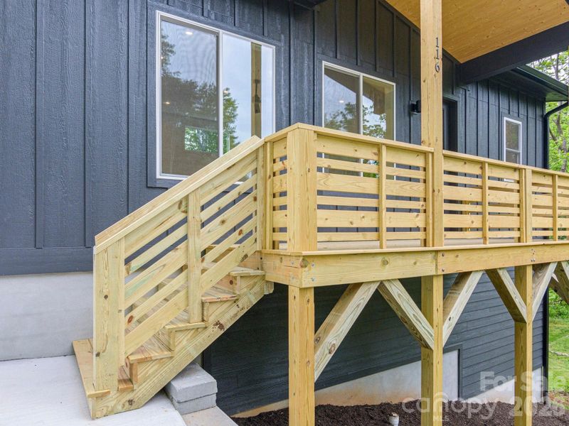Exterior details and patio area of a home in , Asheville (Image 26).