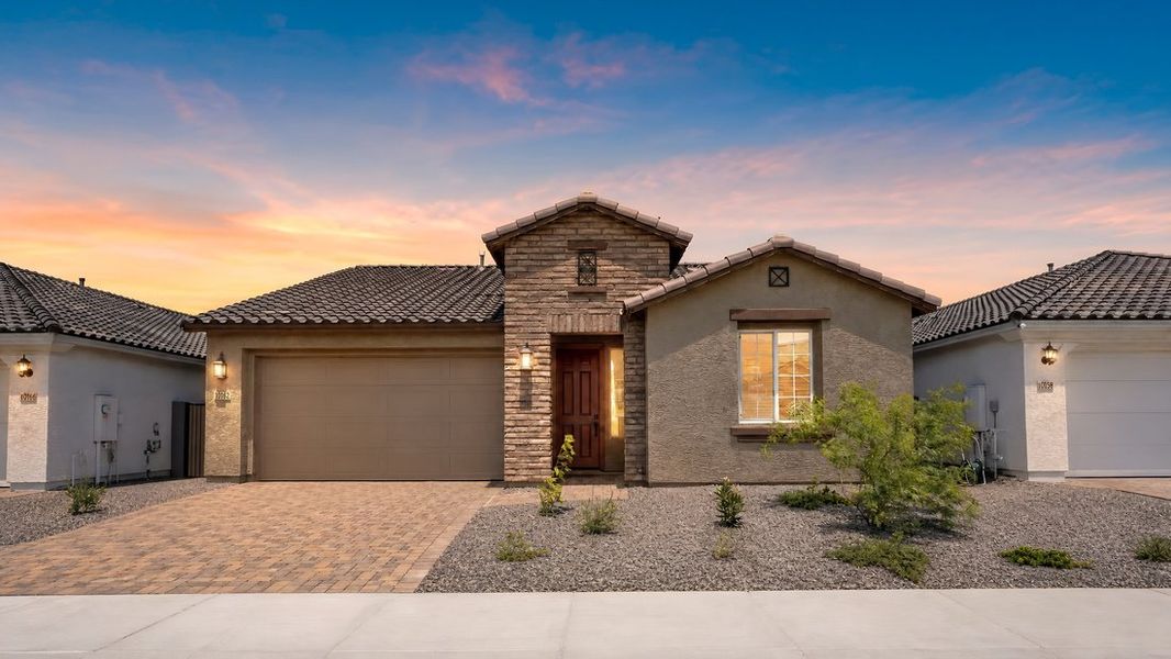 Front exterior of a new home in Parkside, Avondale, AZ, highlighting curb appeal (Image 21).