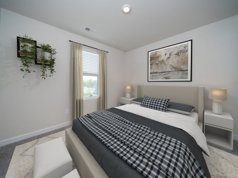 Secondary bedroom in the Roswell floorplan at a Meritage Homes community in Garner, NC.