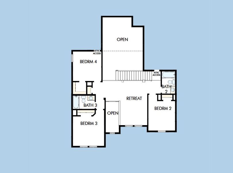 2D floor plan layout for the The Bluebonnet by David Weekley Homes in Ridgeline, McKinney, TX (Image 3).