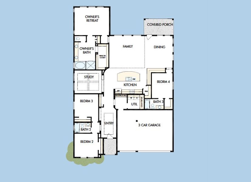 2D floor plan layout for the The Bynum by David Weekley Homes in Prairieland Village 60' Homesites, Cypress, TX (Image 3).