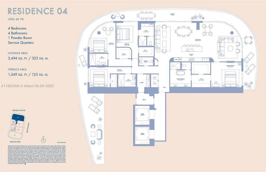 2D floor plan layout of this home in Cipriani Residences Miami, Miami, FL (Image 7).