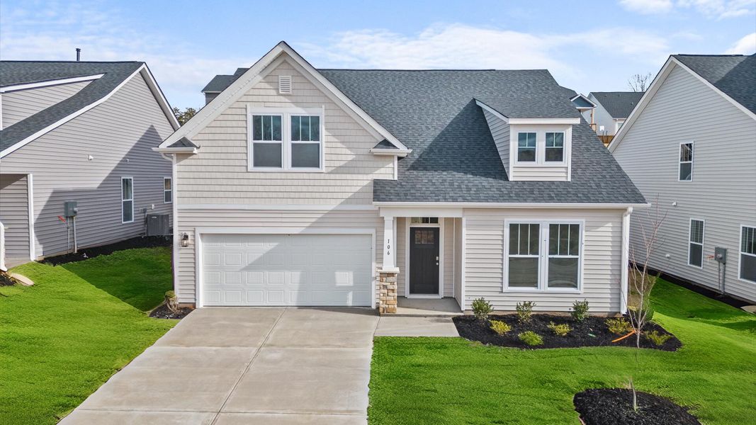 Representative exterior photo of a completed home built from the Parker by DRB Homes in Mulberry Estates, Simpsonville, SC (Image 14). Representative exterior photo of a completed home built from the Parker by DRB Homes in Mulberry Estates, Simpsonville, SC (Image 14).
