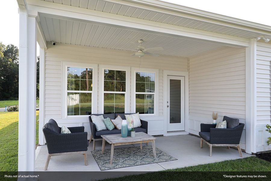 Exterior details and patio area of a home in Six Oaks, Summerville (Image 2). Exterior details and patio area of a home in Six Oaks, Summerville (Image 2).