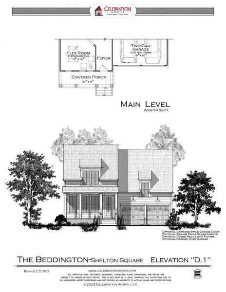Representative rendering of the exterior for the Beddington by Celebration Homes (Image 13).