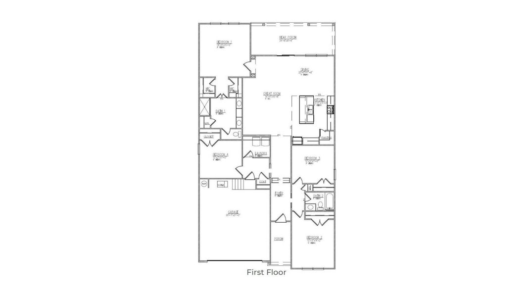 2D floor plan layout for the LITCHFIELD-EXP by D.R. Horton in Lakeview at Kitfield, Moncks Corner, SC (Image 3).