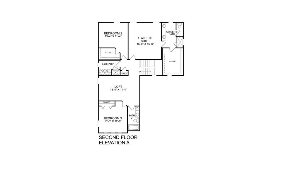 2D floor plan layout for the Rochelle by Ryan Homes in Bellaviva, Auburndale, FL (Image 2).