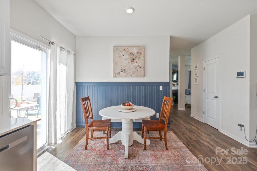 Breakfast area with direct access to patio and backyard