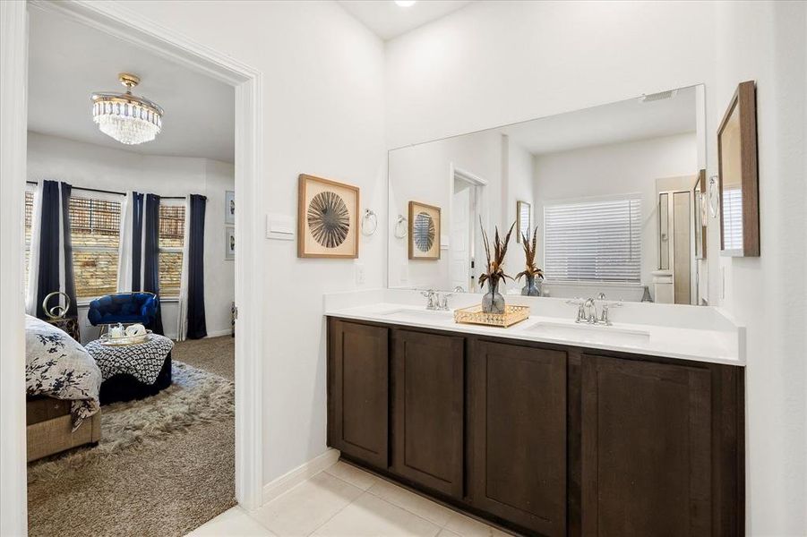 Master bath opens onto master bedroom