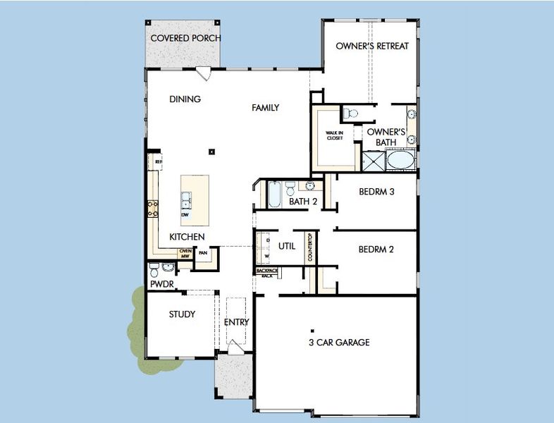 2D floor plan layout for the The Beeville by David Weekley Homes in Goodland – Manor Series, Grand Prairie, TX (Image 3). 2D floor plan layout for the The Beeville by David Weekley Homes in Goodland – Manor Series, Grand Prairie, TX (Image 3).