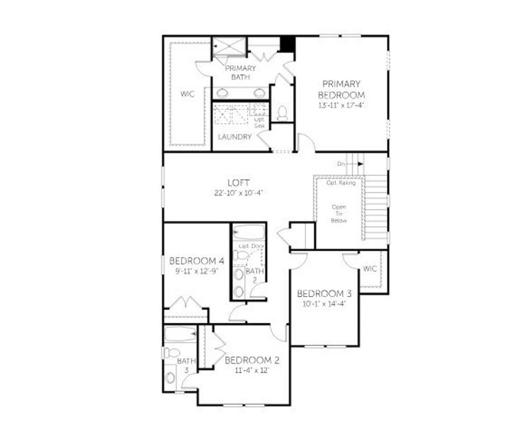 2D floor plan layout for the Ironwood - Single Family Homes by Dream Finders Homes in Briley Downs, Smyrna, TN (Image 5).