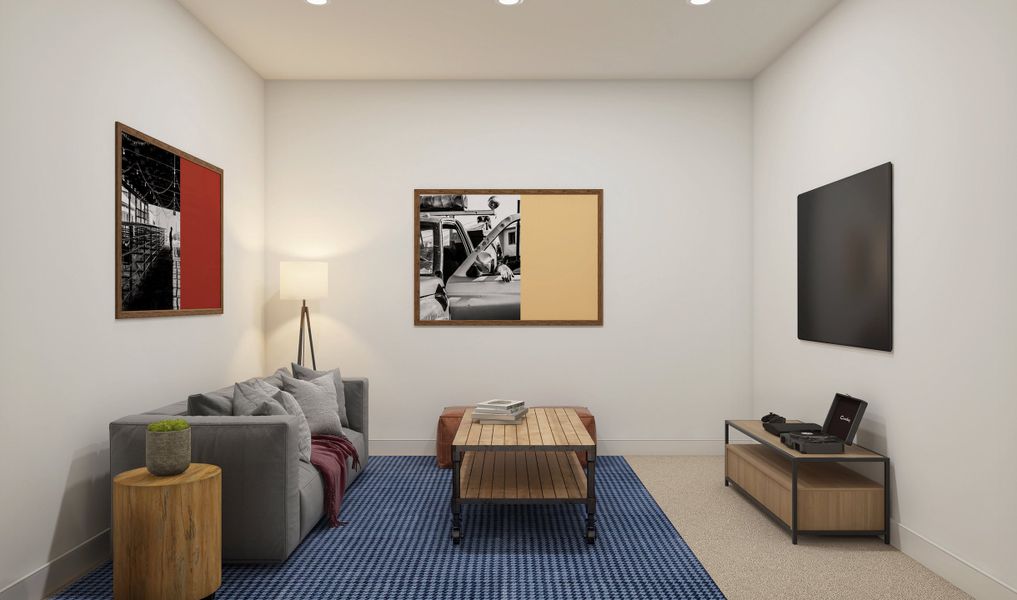 Media room with plush carpeting Media room with plush carpeting