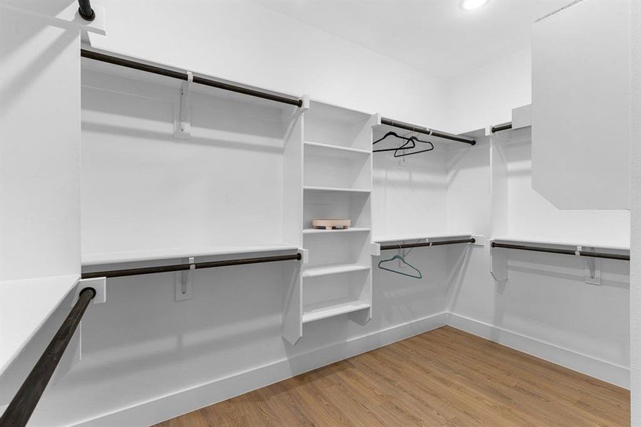 Spacious closet featuring light wood-style floors