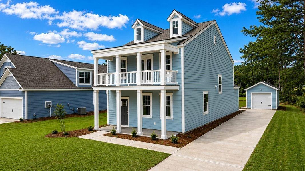 Front exterior of a new home in Rivers Reach, Yemassee, SC, highlighting curb appeal (Image 2).