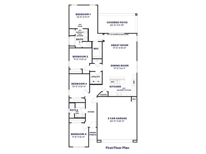 2D floor plan layout for the Palo Verde by D.R. Horton in Apache Farms, Buckeye, AZ (Image 5).