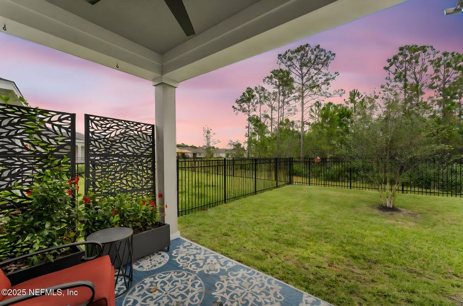 Exterior details and patio area of a home in Seminole Palms Single-Family Homes, Palm Coast (Image 28).