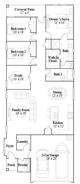 2D floor plan layout of this home in Oakberry Trails: Avante Collection, Waller, TX (Image 1). 2D floor plan layout of this home in Oakberry Trails: Avante Collection, Waller, TX (Image 1).