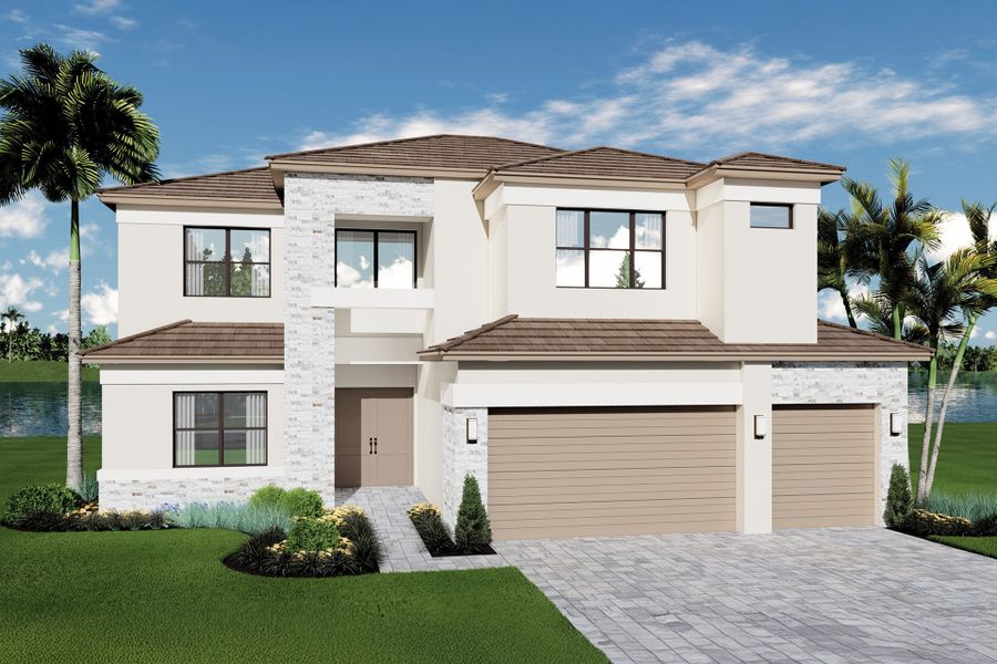 Representative exterior photo of a completed home built from the Harper by GL Homes in Valencia Del Mar (55+), Boynton Beach, FL (Image 2).