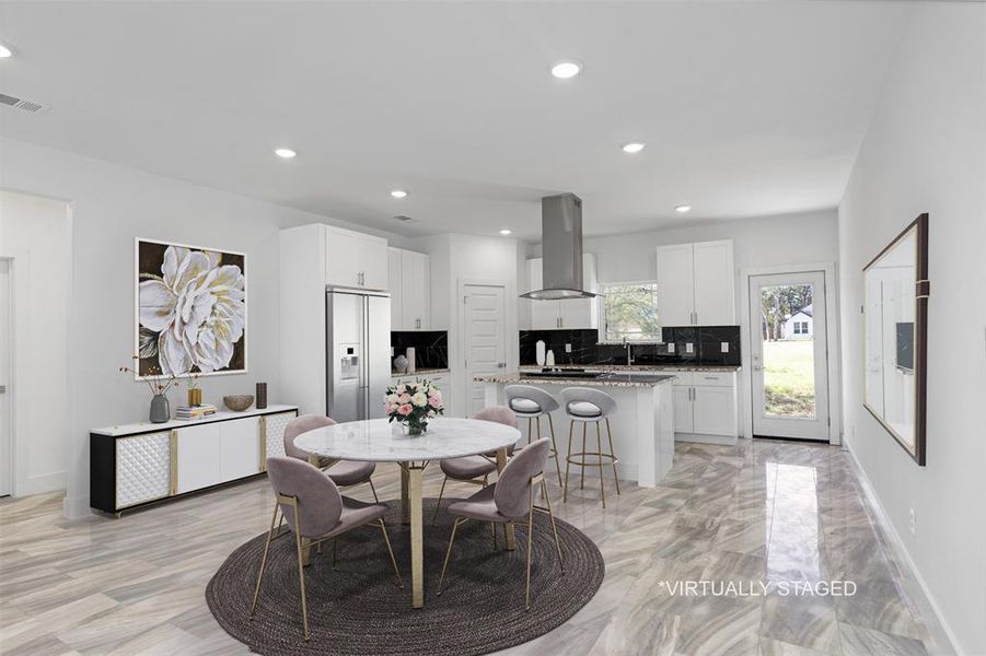 Dining space with sink