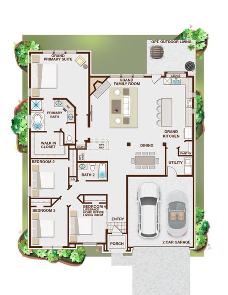 2D floor plan layout for the Brandonwood by Grand Homes in Edgewater, Fate, TX (Image 3). 2D floor plan layout for the Brandonwood by Grand Homes in Edgewater, Fate, TX (Image 3).