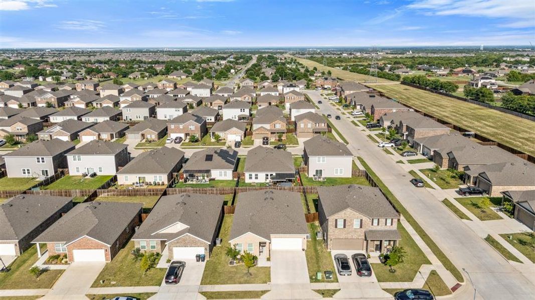 Aerial view of residential area