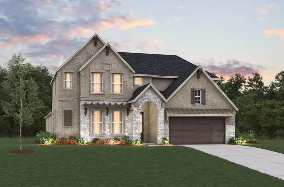 Representative exterior photo of a completed home built from the Westbury by Beazer Homes in Ellwood: Prestige Collection, Iowa Colony, TX (Image 1). Representative exterior photo of a completed home built from the Westbury by Beazer Homes in Ellwood: Prestige Collection, Iowa Colony, TX (Image 1).