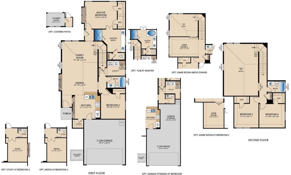 2D floor plan layout for the Harlow by Pacesetter Homes in The Reserve at Spiritas Ranch, Little Elm, TX (Image 3).