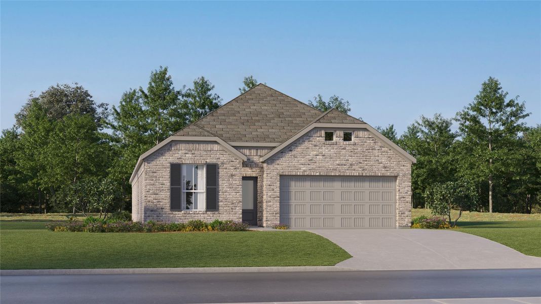 Front exterior of a new home in Magnolia Forest, Montgomery, TX, highlighting curb appeal (Image 1). Front exterior of a new home in Magnolia Forest, Montgomery, TX, highlighting curb appeal (Image 1).