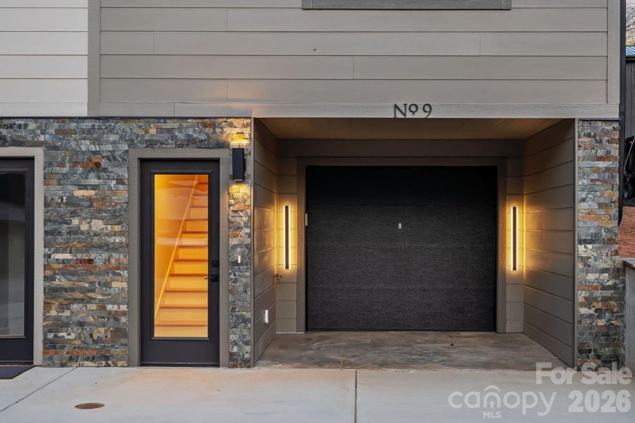 Custom Lighting & Stonework at the Entryway