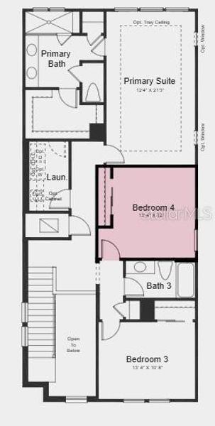 2D floor plan layout of this home in The Waters at Center Lake Ranch, St. Cloud, FL (Image 2).