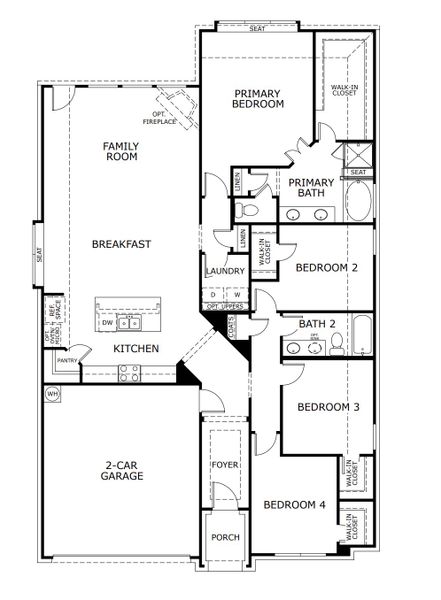 2D floor plan layout for the Concept 1937 by Landsea Homes in Hunters Ridge, Crowley, TX (Image 3).