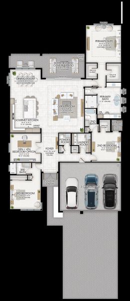 2D floor plan layout of this home in Valencia Del Mar, Boynton Beach, FL (Image 2).