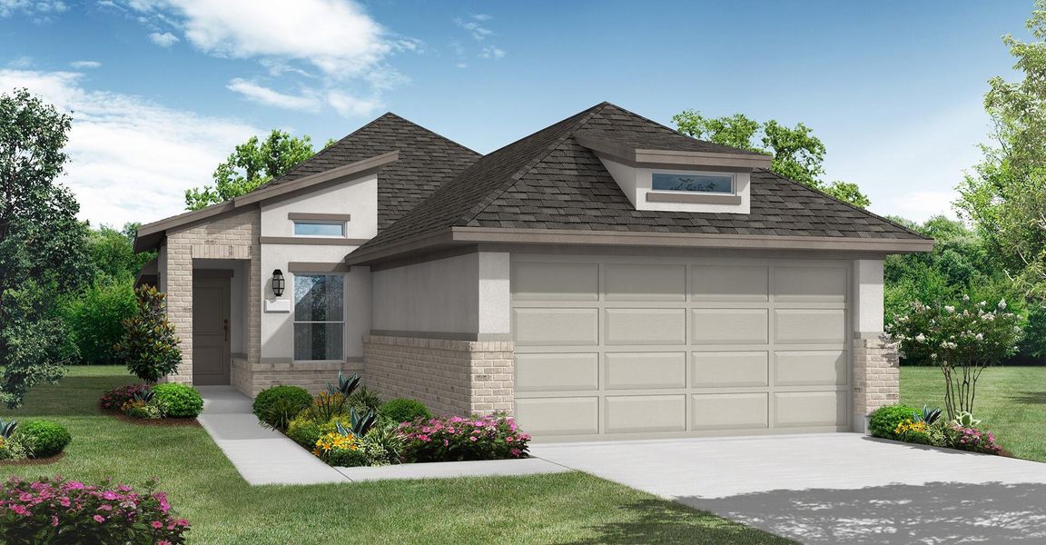 Front exterior of a new home in Bridgeland, Cypress, TX, highlighting curb appeal (Image 1). Front exterior of a new home in Bridgeland, Cypress, TX, highlighting curb appeal (Image 1).
